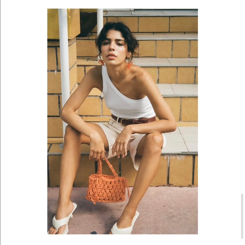 Zara One shoulder ribbed cami